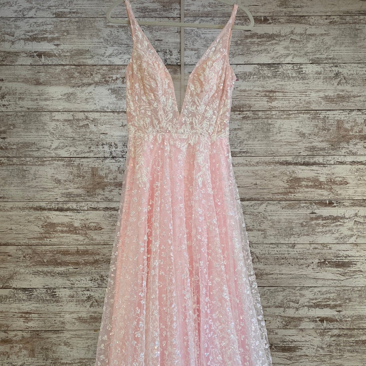 PINK SPARKLY A LINE GOWN
