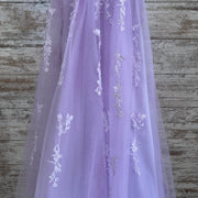 LAVENDER/FLORAL A LINE GOWN