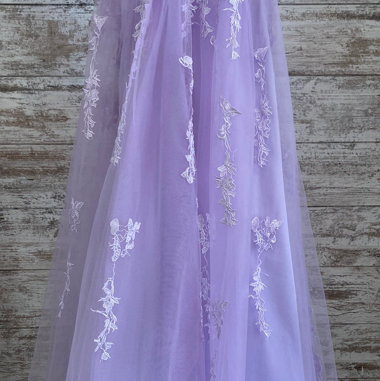 LAVENDER/FLORAL A LINE GOWN
