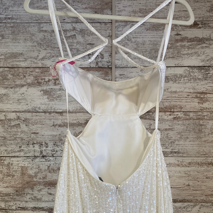 WHITE SPARKLY LONG DRESS