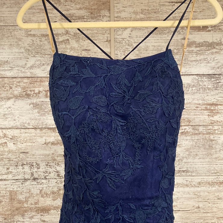 NAVY BLUE/FLORAL MERMAID GOWN