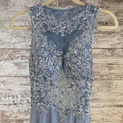 GRAY SPARKLY LONG EVENING GOWN