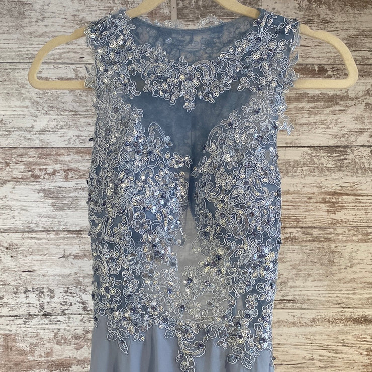 GRAY SPARKLY LONG EVENING GOWN