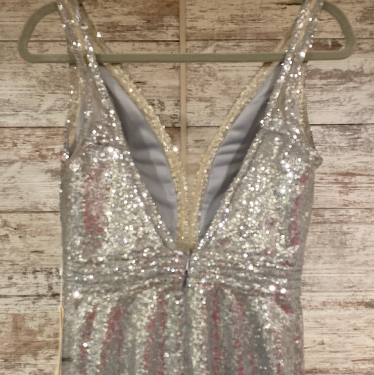 SILVER SEQUIN LONG DRESS (NEW)