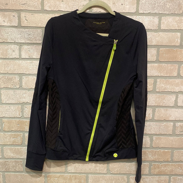 BLACK/GREEN ZIP UP JACKET