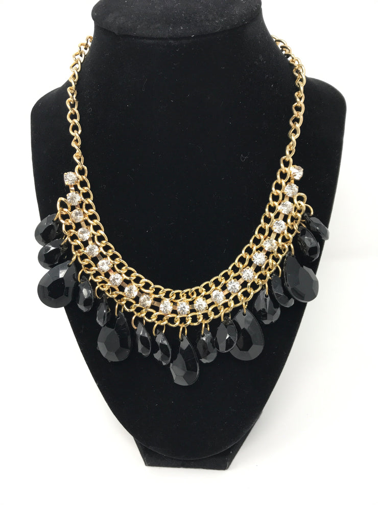 GOLD/BLACK GEM NECKLACE