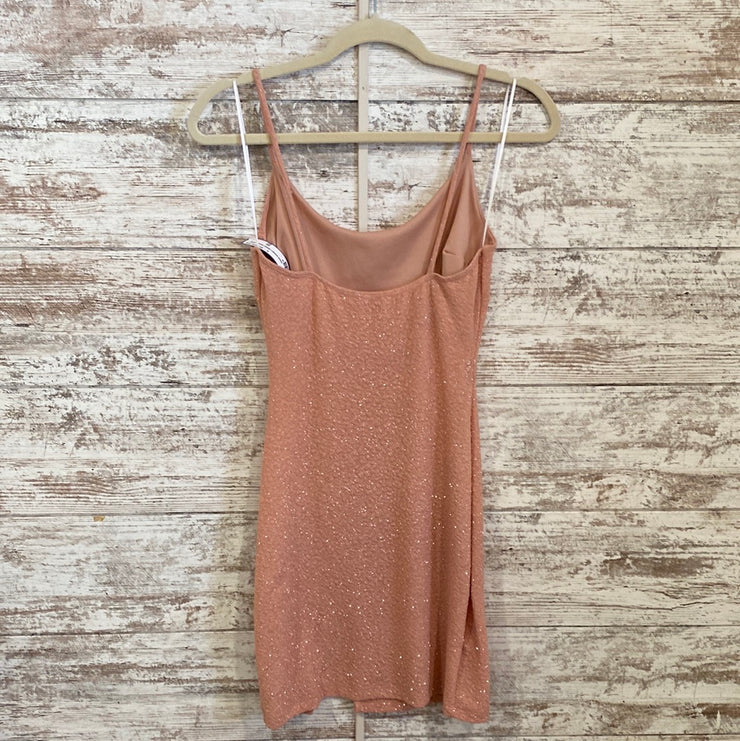 PEACH SPARKLY SHORT DRESS-NEW