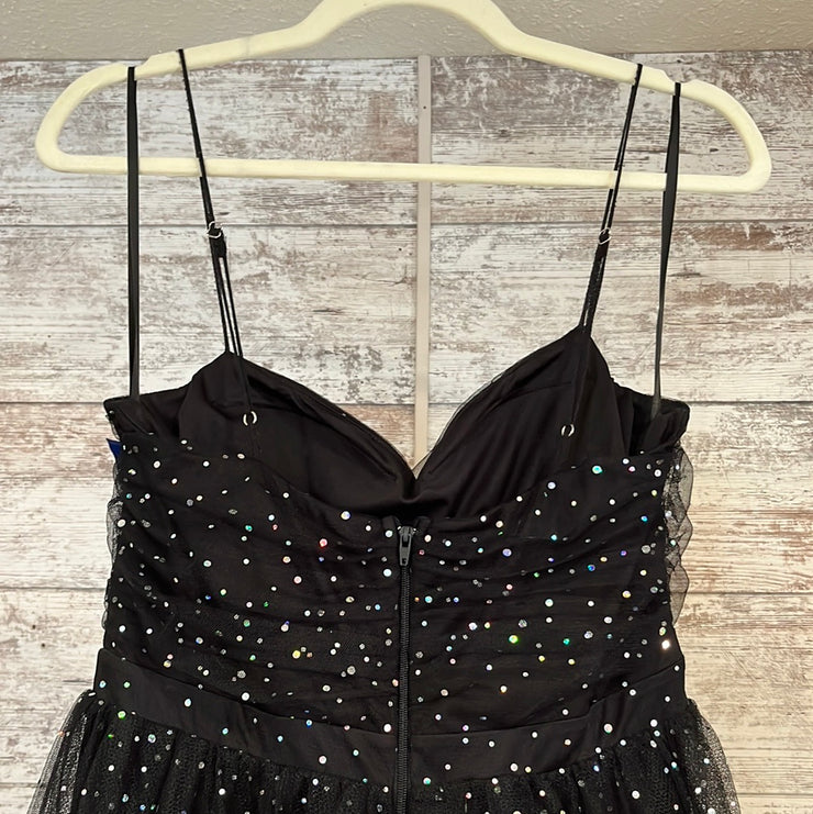 BLACK SPARKLY A LINE GOWN-NEW