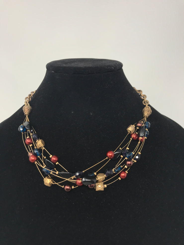 BLUE/RED BEAD NECKLACE
