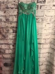 GREEN BEADED LONG EVENING GOWN