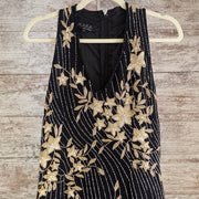 BLACK/TAN LONG EVENING GOWN