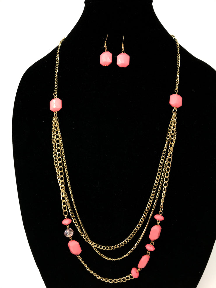 PINK/GOLD NECKLACE SET