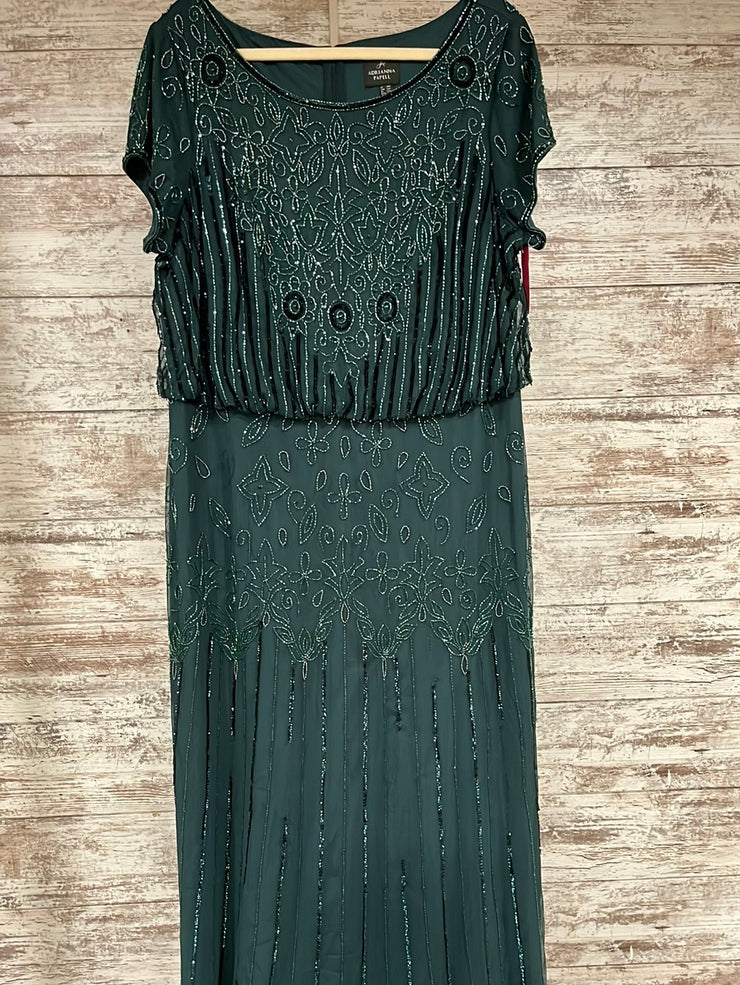 GREEN BEADED LONG EVENING GOWN