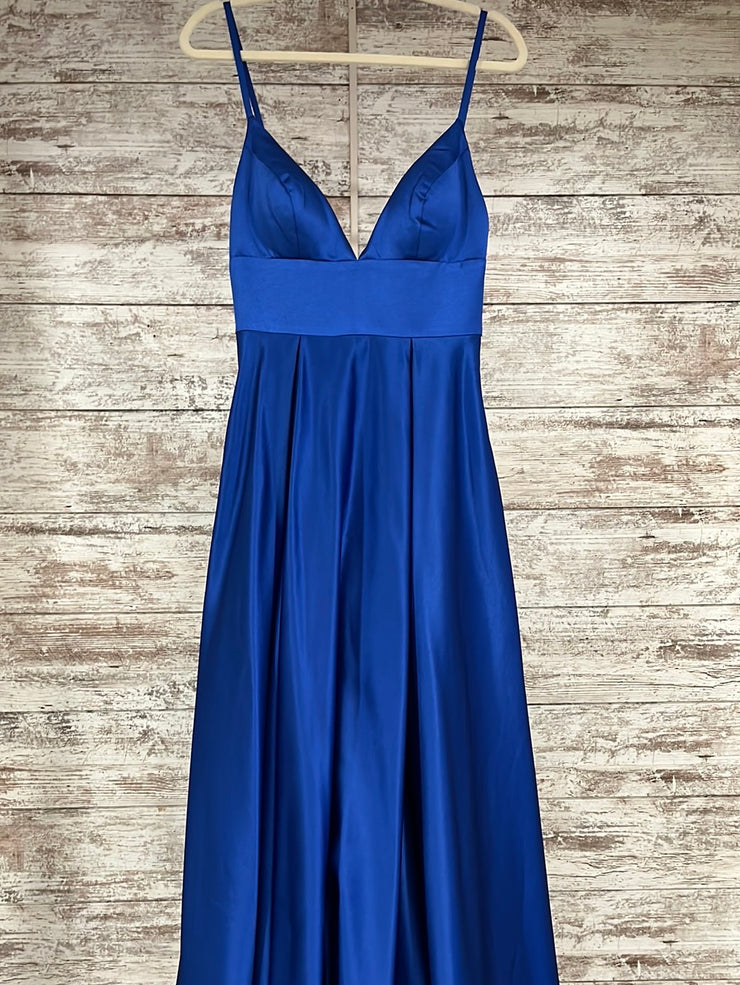 ROYAL BLUE A LINE GOWN