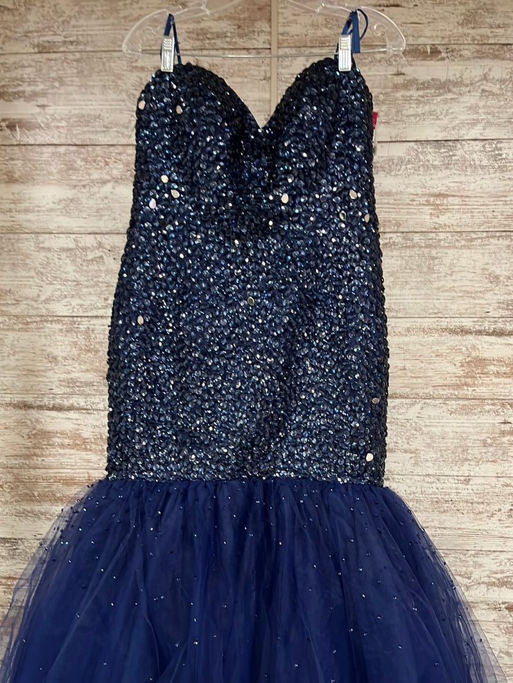NAVY BEADED MERMAID GOWN