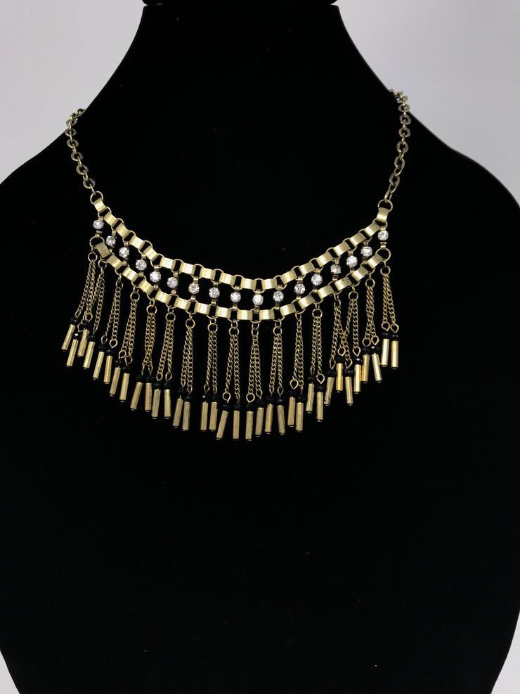 BLACK/GOLD BEADED NECKLACE