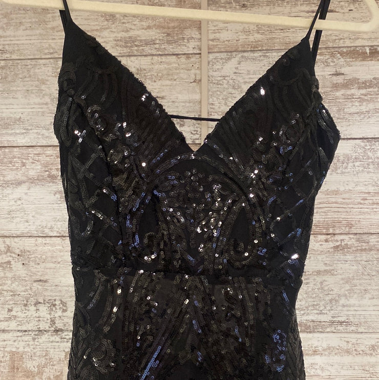 BLACK SPARKLY LONG DRESS