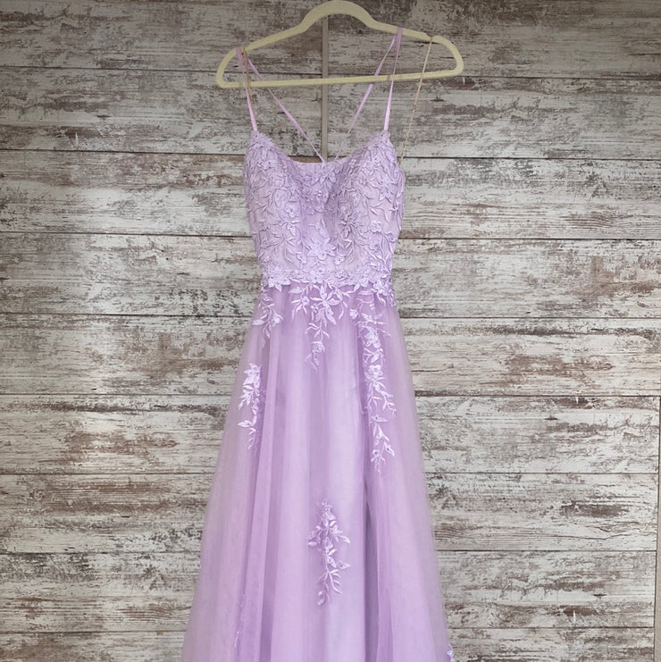 LAVENDER/FLORAL A LINE GOWN