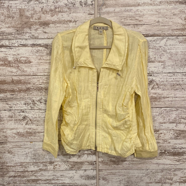 YELLOW LINEN ZIP UP JACKET