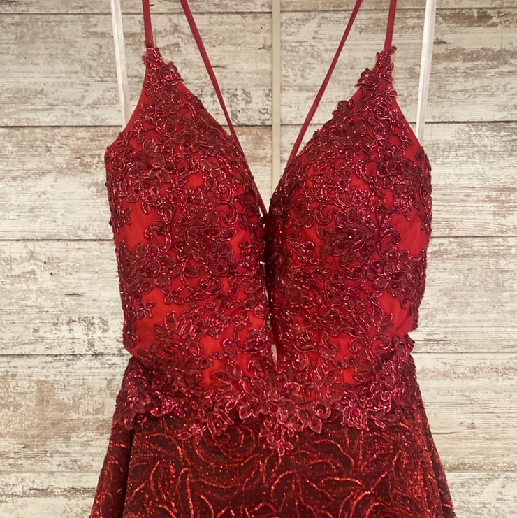 BURGUNDY A LINE GOWN