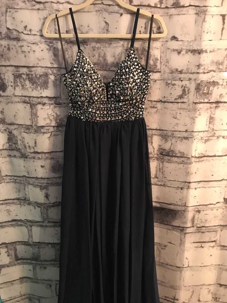 NAVY/SILVER A LINE GOWN (NEW)
