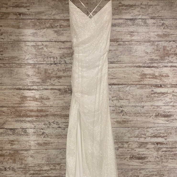 WHITE SPARKLY LONG EVENING GOW