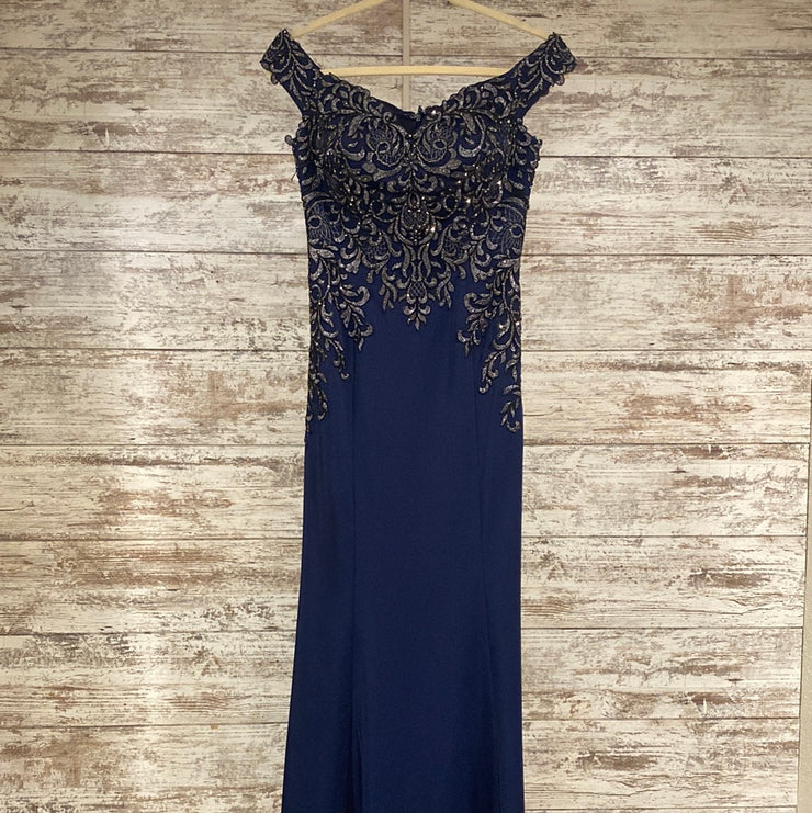 NAVY LONG EVENING GOWN