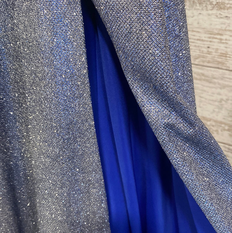BLUE SPARKLY A LINE GOWN