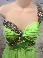 NEW LIME GREEN 1 SHOULDER GOWN