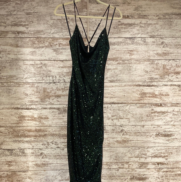 GREEN SPARKLY LONG DRESS