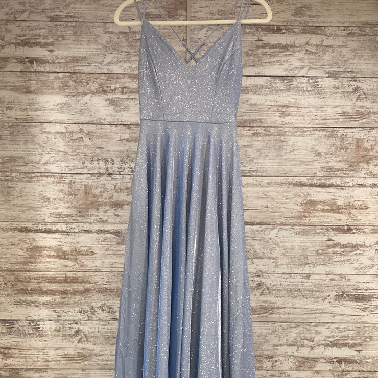 BLUE SPARKLY A LINE GOWN (NEW)