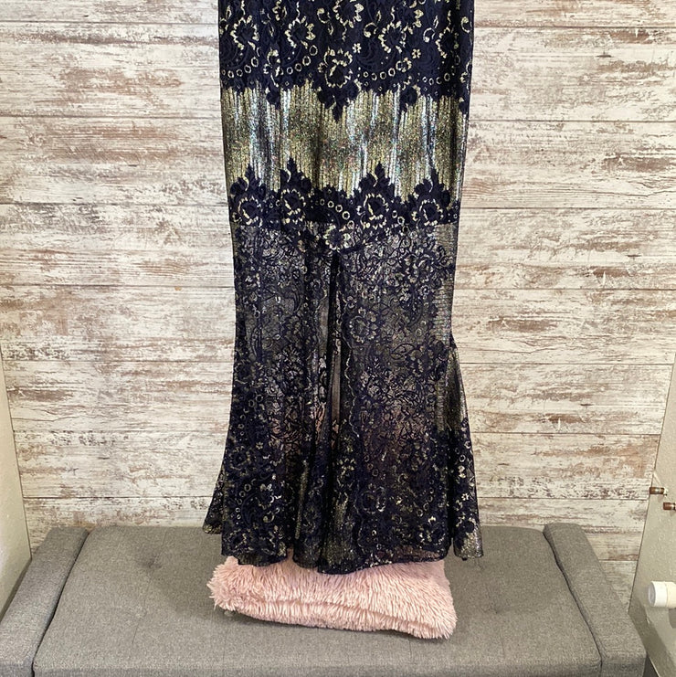 BLACK/GOLD LONG DRESS $498