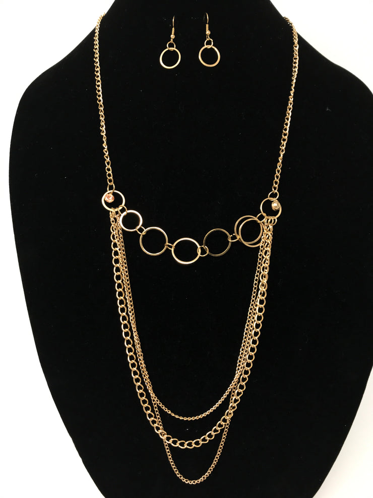 GOLD CIRCLES CHAIN NECKLACE