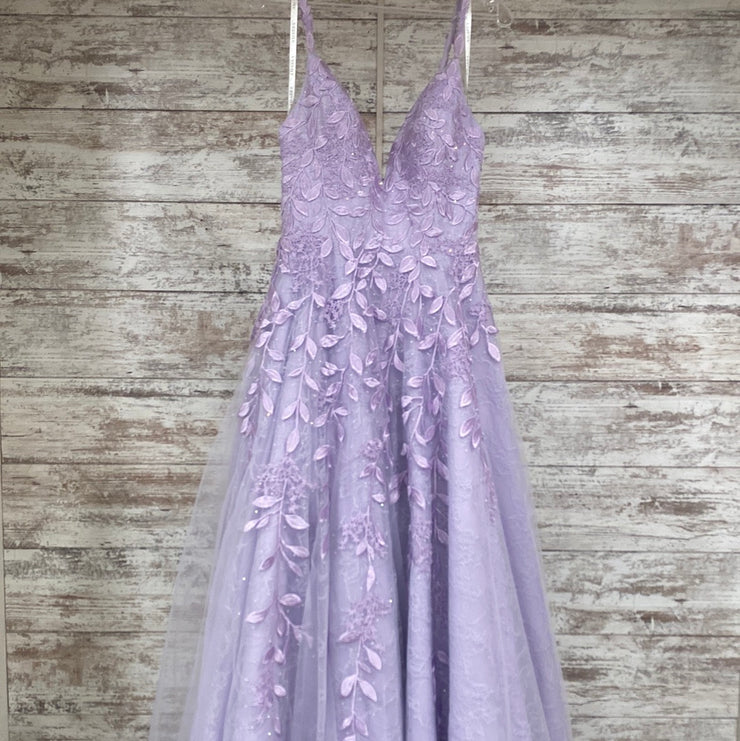 LAVENDER/FLORAL A LINE GOWN