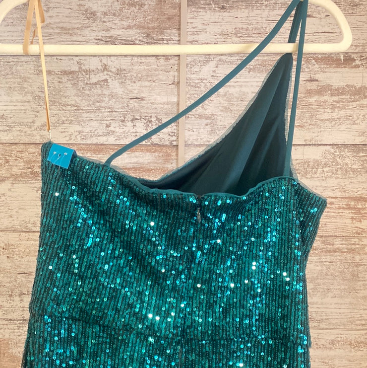 GREEN SPARKLY LONG EVENING GOW