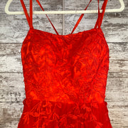 RED/FLORAL A LINE GOWN