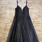 BLACK SPARKLY A LINE GOWN