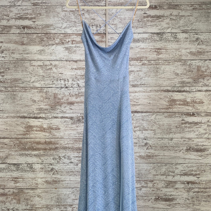 BLUE SPARKLY LONG EVENING GOWN