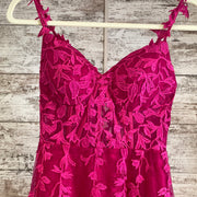 PINK/FLORAL A LINE GOWN