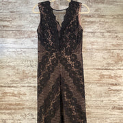 BLACK/NUDE LACE LONG DRESS