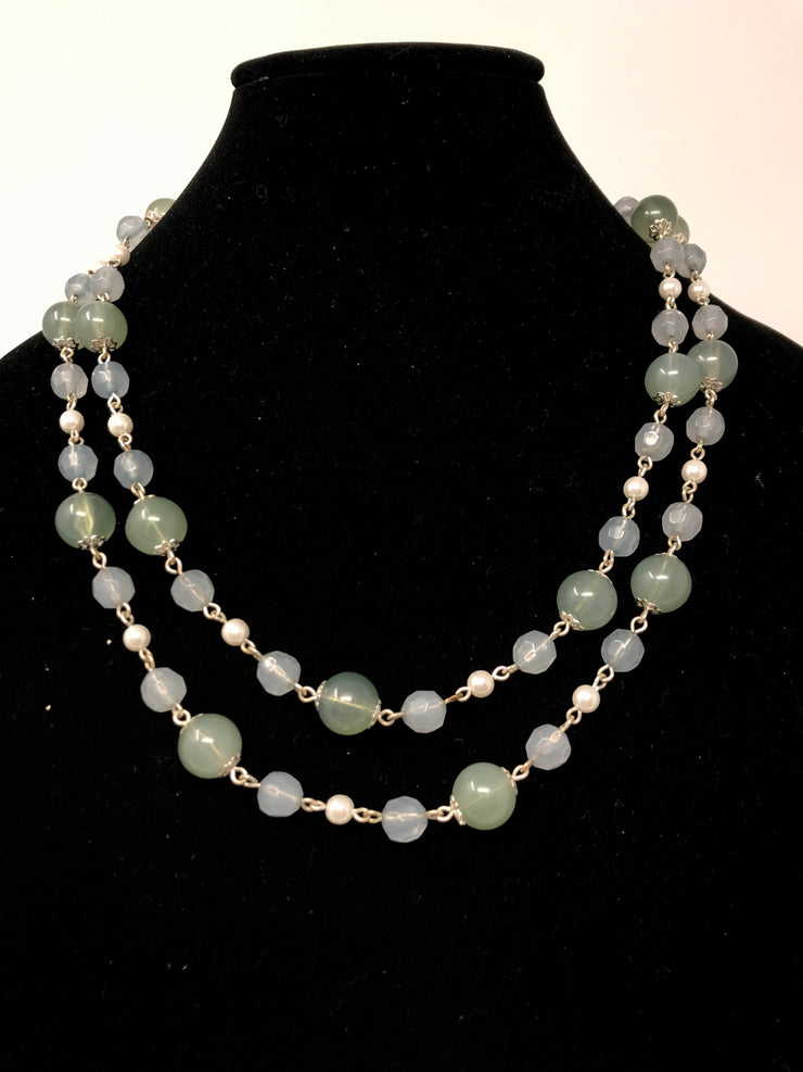 GREEN/GRAY BEAD NECKLACE
