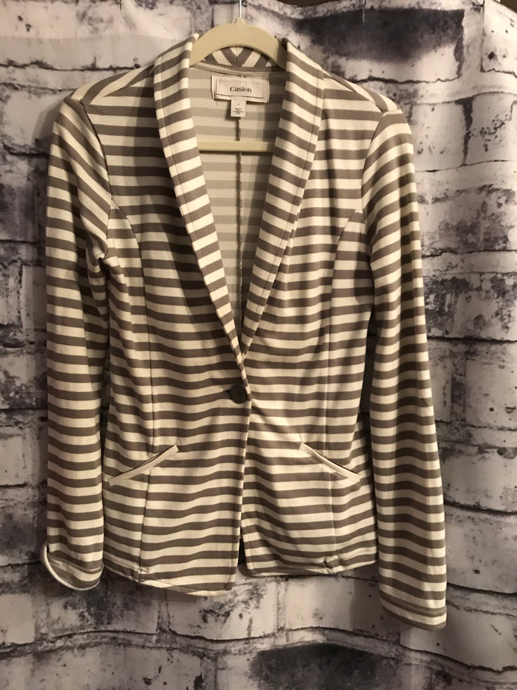 GRAY/WHITE STRIPED JACKET