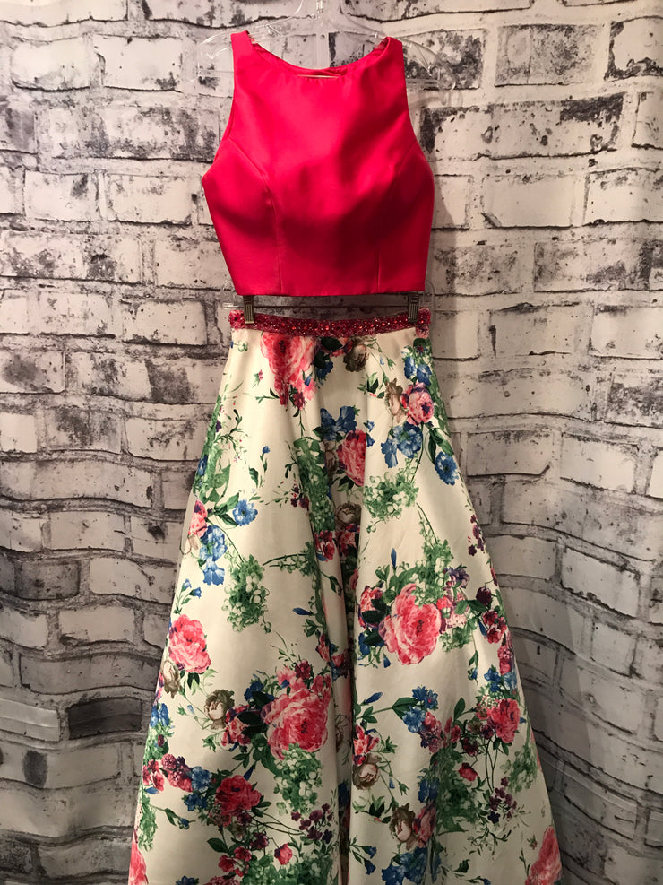 PINK/FLORAL 2 PC. TAFETTA GOWN