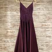 PURPLE/FLORAL A LINE GOWN
