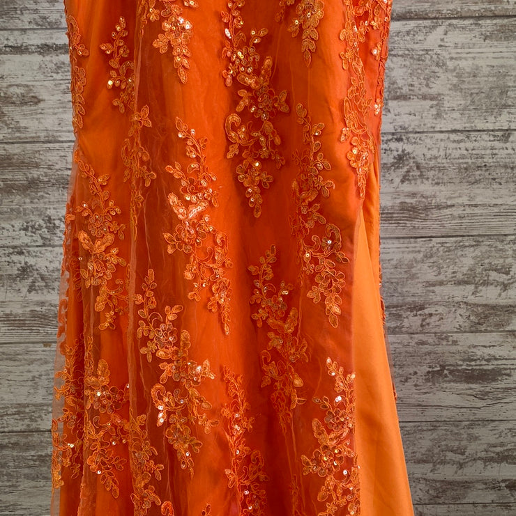 ORANGE/FLORAL LONG DRESS
