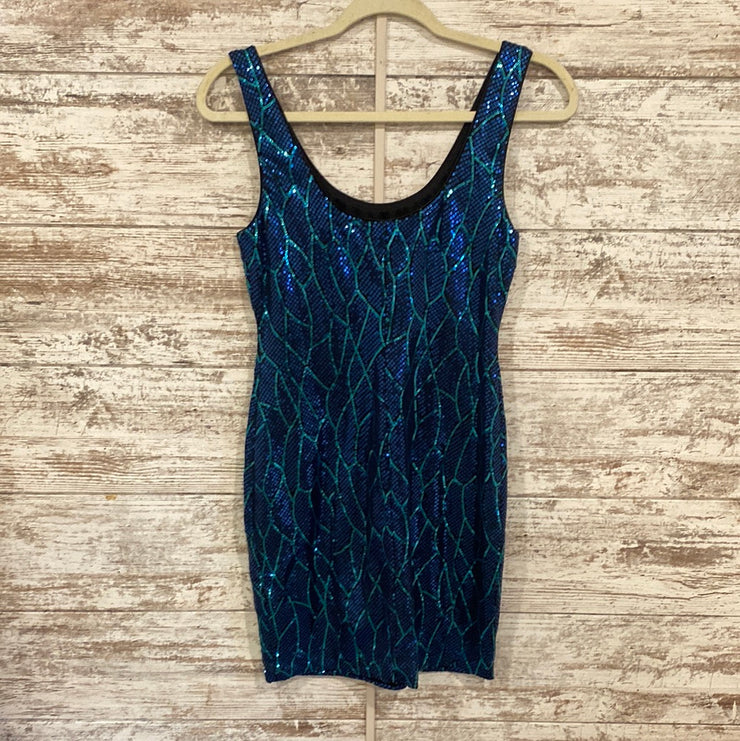 BLUE/BLACK SPARKLY SHORT DRESS