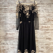 BLACK/IVORY FLORAL LONG DRESS