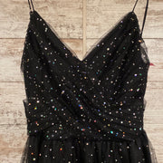 BLACK SPARKLY A LINE GOWN