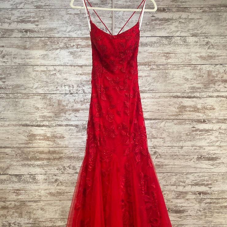 RED/FLORAL MERMAID GOWN