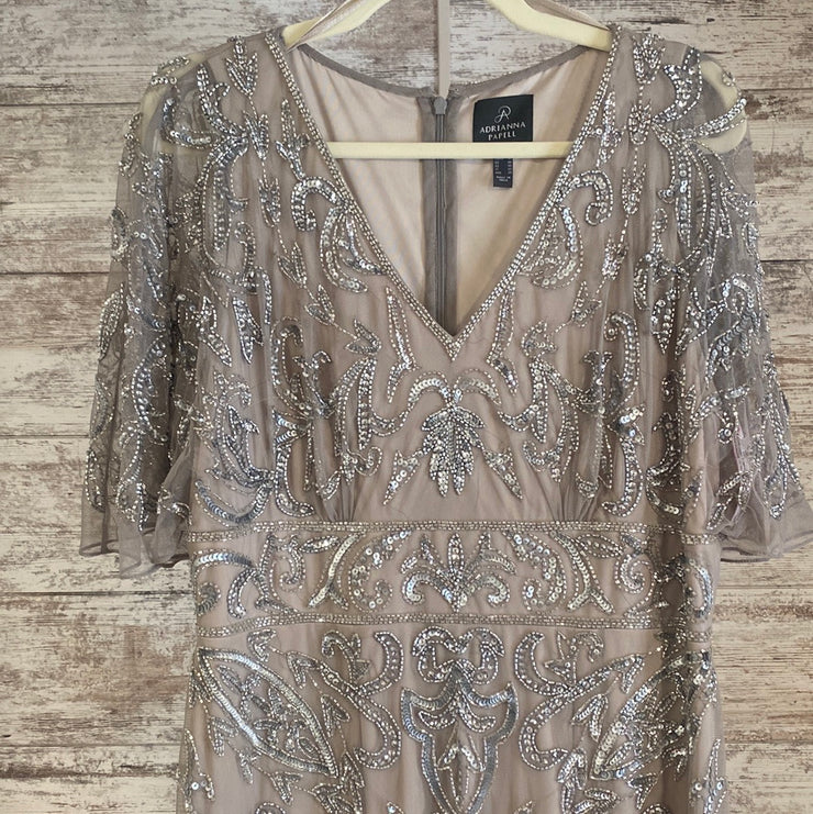 TAN/SILVER SPARKLY LONG DRESS